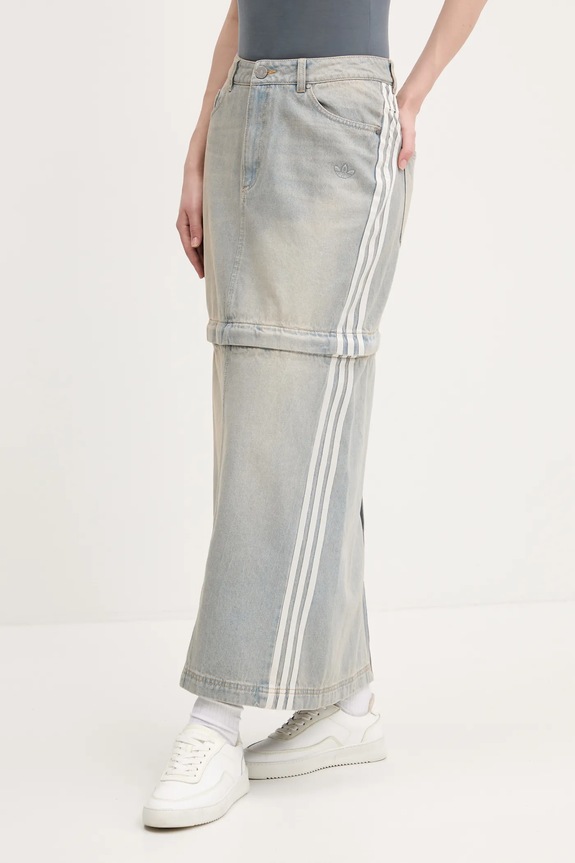 Traper suknja adidas Originals DENIM ZIP SKIRT pamuk plava JX9215