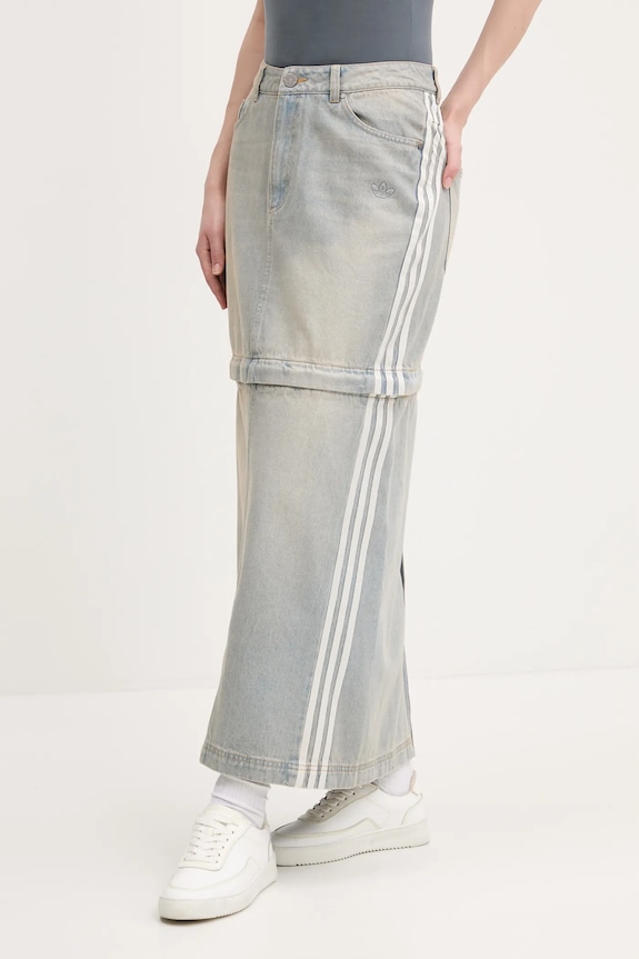 Traper suknja adidas Originals DENIM ZIP SKIRT pamuk plava JX9215