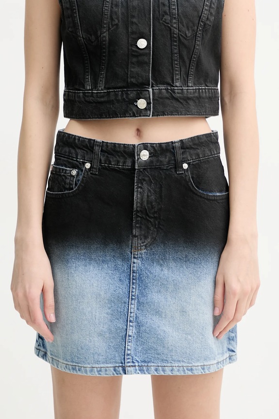Moschino Jeans spódnica jeansowa bawełniana wzorzyste niebieski 0104.3719