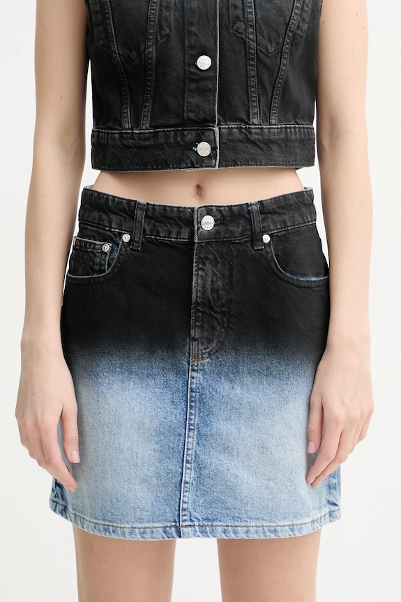 Moschino Jeans spódnica jeansowa bawełniana wzorzyste niebieski 0104.3719