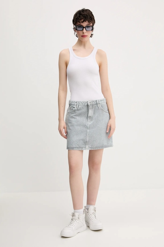 Rifľová sukňa Hugo Blue 50537444 modrá SS25