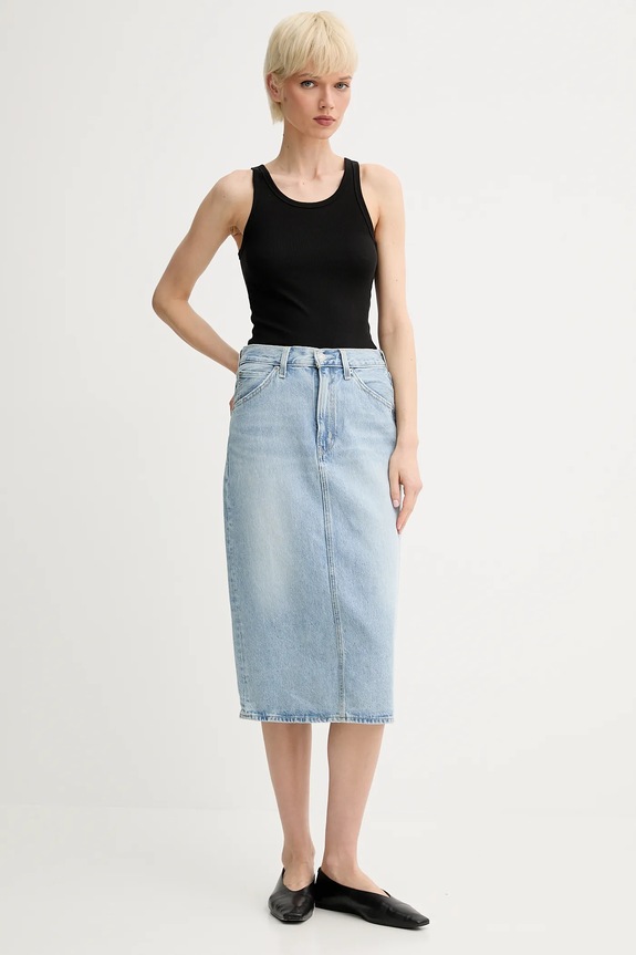 Levi's fusta jeans HR BACK SLIT SKIRT 001VH albastru AA00