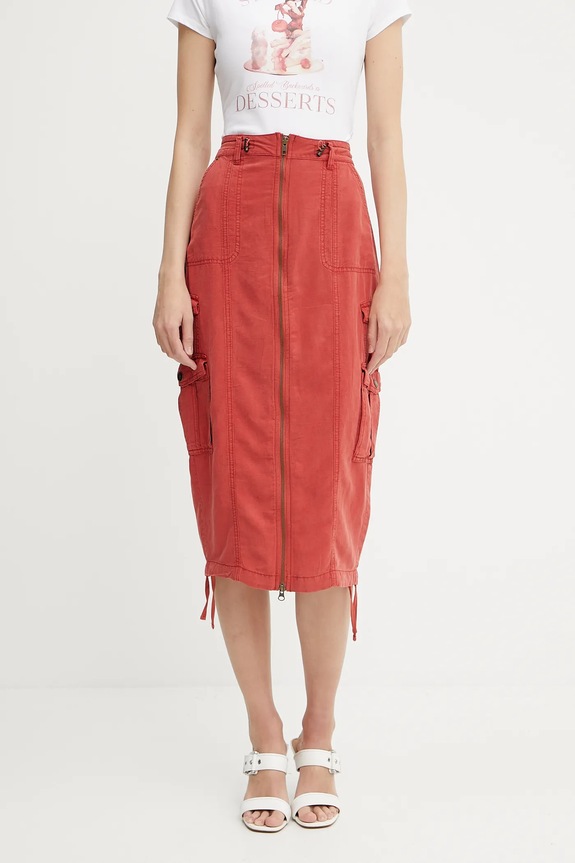 Guess spódnica z domieszką lnu CASEY casual czerwony W5GD1H.WG8N0