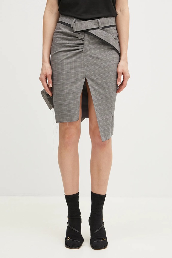 Sukňa s prímesou vlny Ottolinger Drape Pencil s elastanom sivá 123.300523.02
