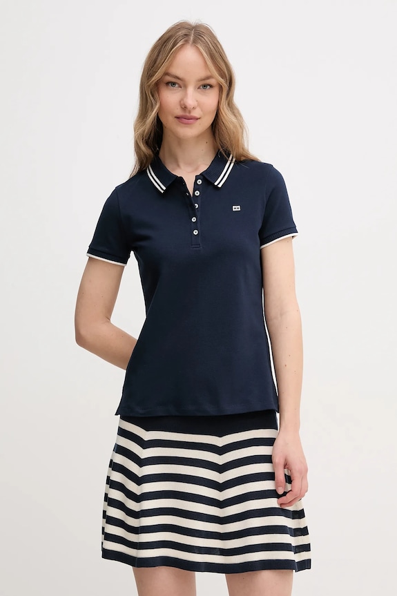 Tommy Hilfiger spódnica z jedwabiem granatowy WW0WW44475