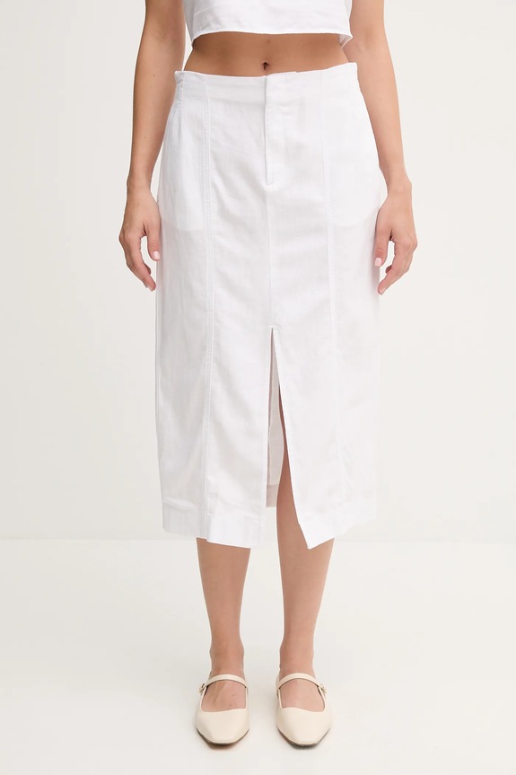 Calvin Klein Jeans spódnica z domieszką lnu casual biały J20J225327