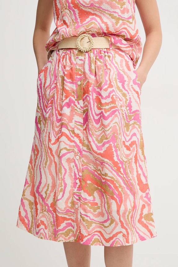 Βαμβακερή φούστα La Petite Française JULIETTE εμπριμέ ροζ PFJULIETTE