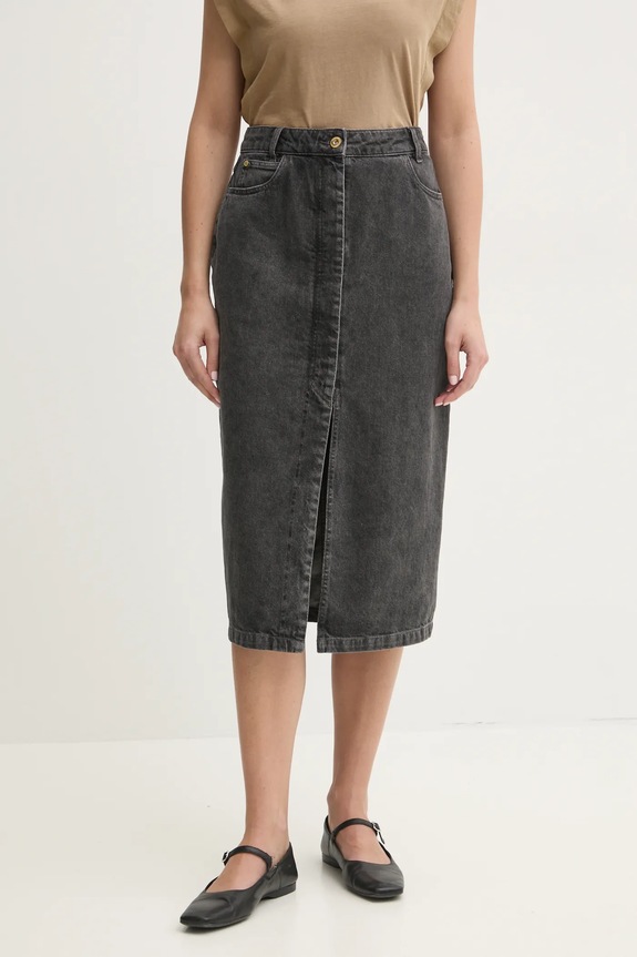 Sessun gonna di jeans midi grigio 23506006