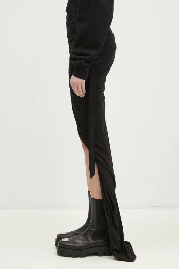 Rick Owens spódnica bawełniana Soft Edfu Skirt Long DS01E3334.BHDB czarny SS25