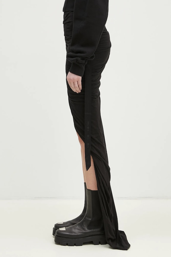 Rick Owens spódnica bawełniana Soft Edfu Skirt Long DS01E3334.BHDB czarny SS25