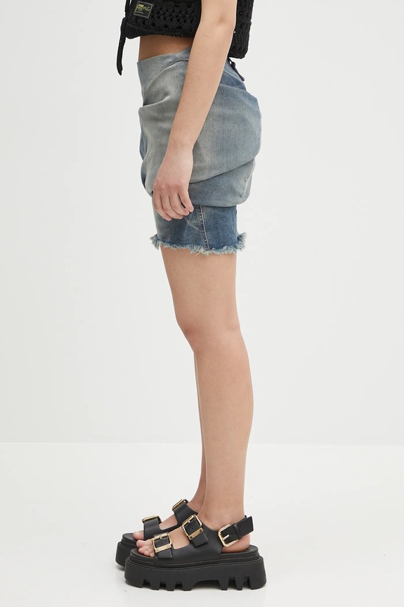 Rick Owens DRKSHDW denim skirt Draped Mini DS01E3343.SDWB blue SS25