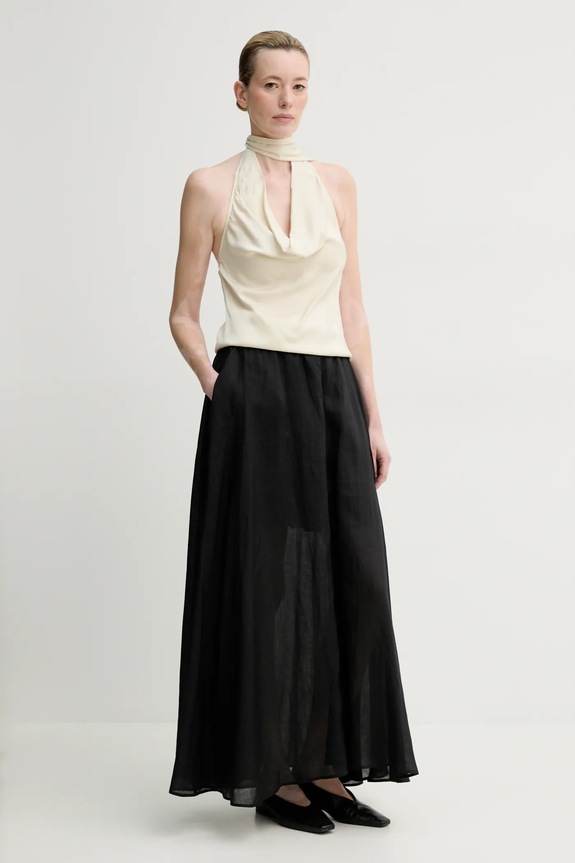 Λινή φούστα ISABELLE BLANCHE IS25SS.G093.T019 μαύρο SS25