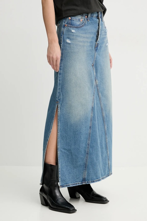 Levi's spódnica jeansowa ICONIC LONG SKIRT W/SLIT niebieski A8727