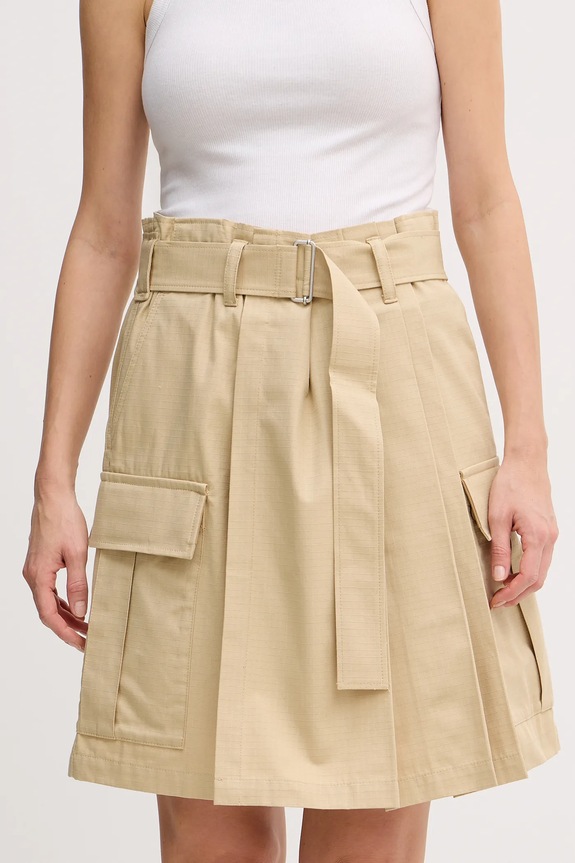 Kenzo spódnica bawełniana bawełna beżowy FF52JU2989DL.11