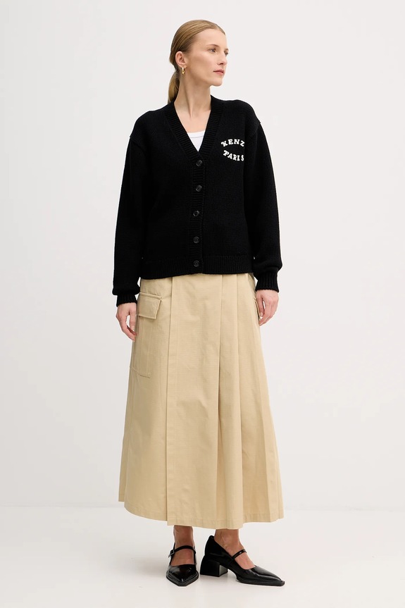 Kenzo spódnica bawełniana FF52JU3039DL.11 beżowy SS25