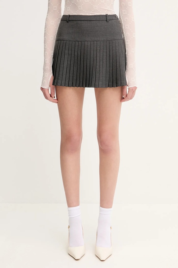 Marine Serre gonna con aggiunta di lana Regenerated Tailoring Pleated tessuto elasticizzato grigio WSK063A.DWOV0057