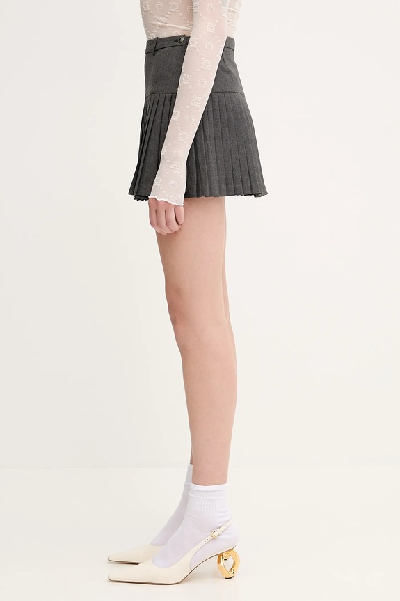 Marine Serre gonna con aggiunta di lana Regenerated Tailoring Pleated WSK063A.DWOV0057 grigio SS25