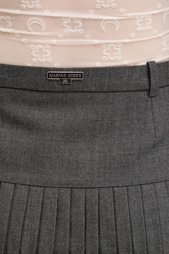 Marine Serre gonna con aggiunta di lana Regenerated Tailoring Pleated WSK063A.DWOV0057 grigio