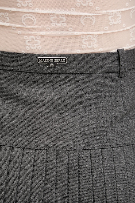 Marine Serre gonna con aggiunta di lana Regenerated Tailoring Pleated WSK063A.DWOV0057 grigio
