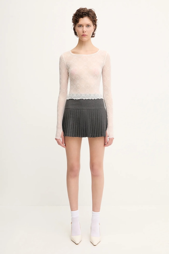 Marine Serre gonna con aggiunta di lana Regenerated Tailoring Pleated WSK063A.DWOV0057