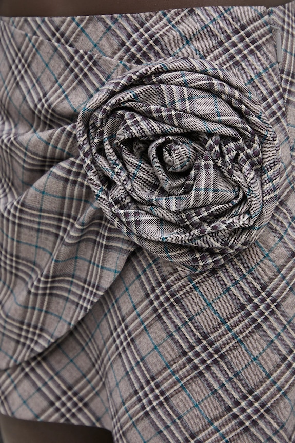 AMBUSH spódnica wełniana Check Rose Skirt szary 12115390