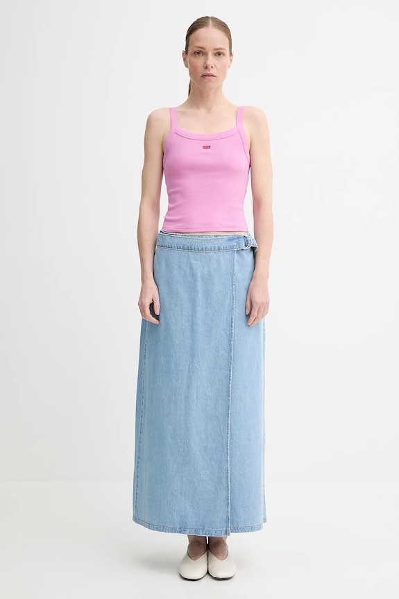 Džínová sukně Levi's COLUMN WRAP SKIRT 001VG modrá SS25