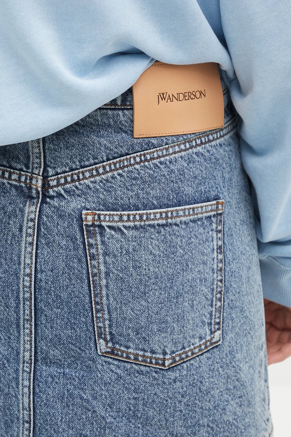 JW Anderson gonna di jeans Patch Pocket Mini blu DK0026.PG1619.172