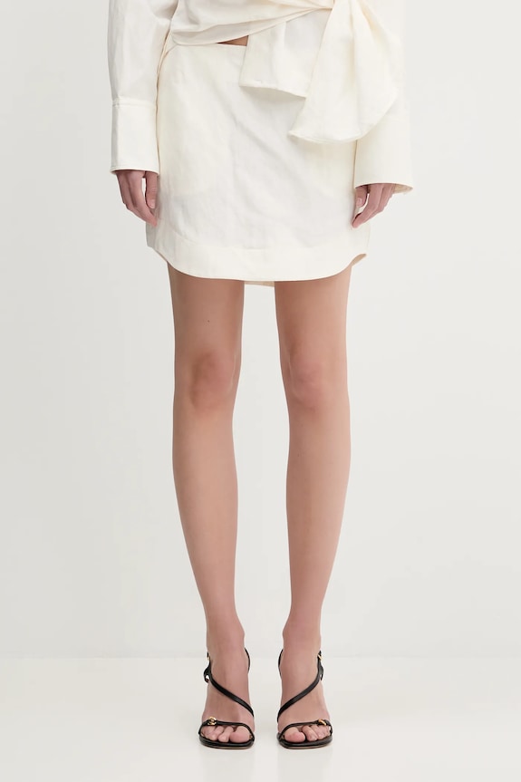 JW Anderson spódnica z domieszką lnu Curved Hem Mini casual beżowy SK0185.PG1690.002