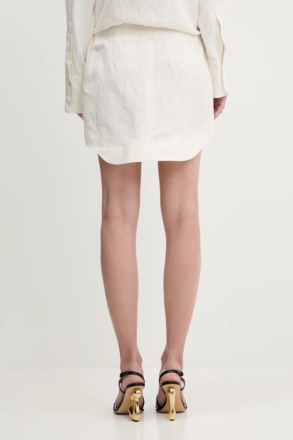 Odzież JW Anderson spódnica z domieszką lnu Curved Hem Mini SK0185.PG1690.002 beżowy