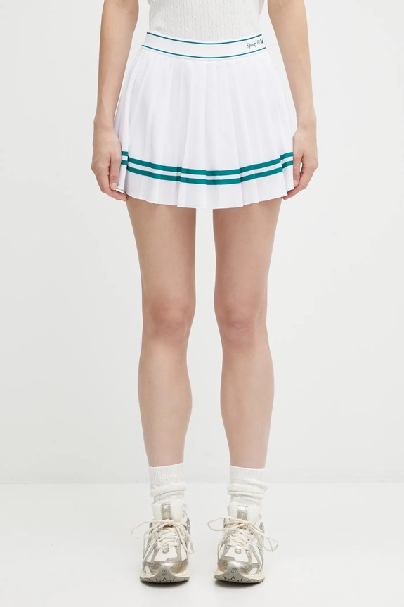 Suknja Sporty & Rich Italic Logo Pleated širi se prema dolje bijela SK005621313WH27