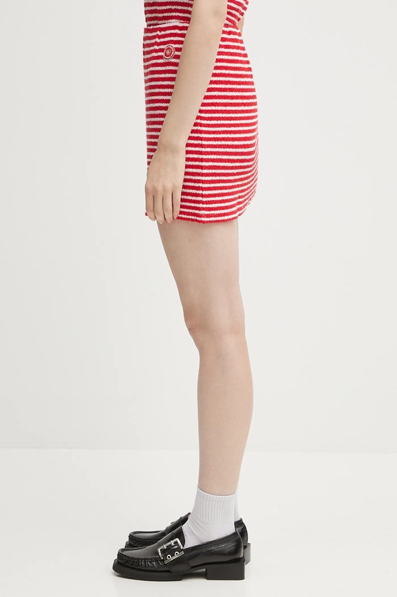 Sporty & Rich fustă Serif Logo Striped Terry Aline SK017602300ST67 rosu SS25