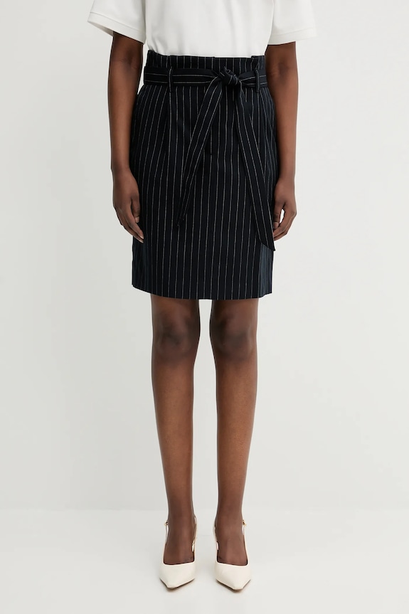 Спідниця з домішкою вовни Maison Kitsuné Paperbag Pleated casual чорний OW01521WT3007