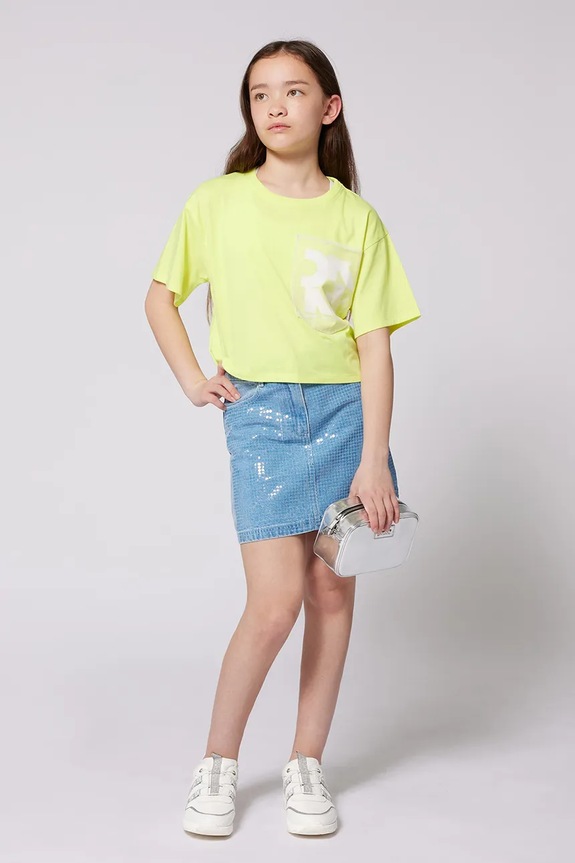 Dkny spódnica jeansowa dziecięca aplikacja niebieski D62259.156.162