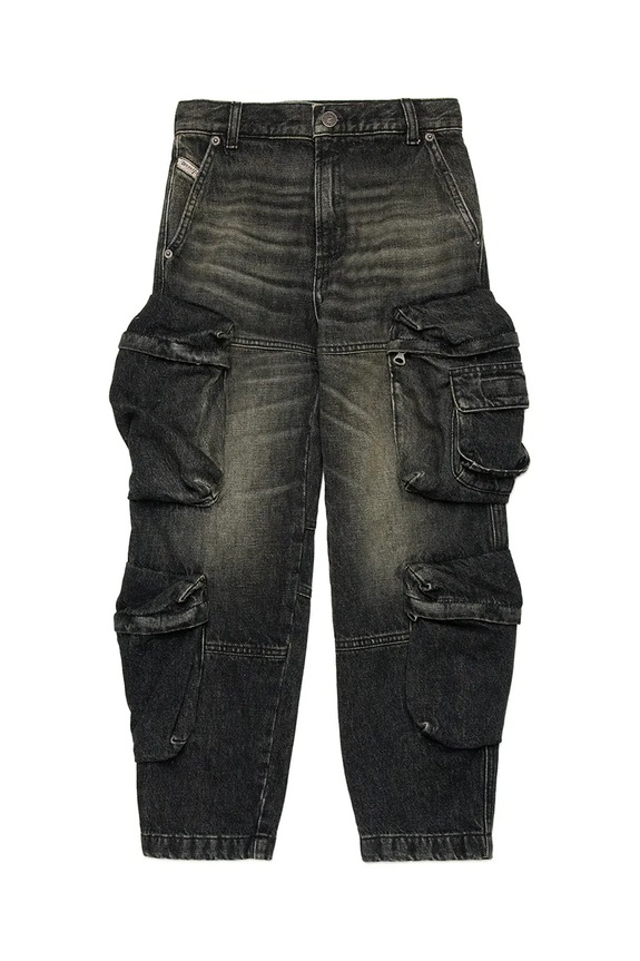 Diesel jeans copii DFISH-CARGO-S-J TROUSERS J02155 negru SS25