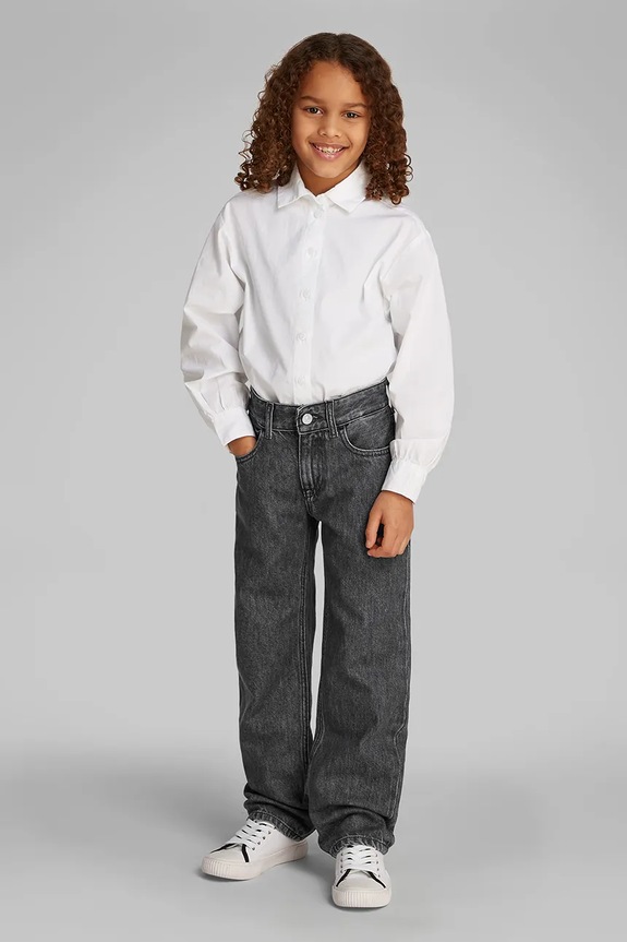 Dječje traperice Calvin Klein Jeans STRAIGHT traperice crna IB0IB02479.PPYA