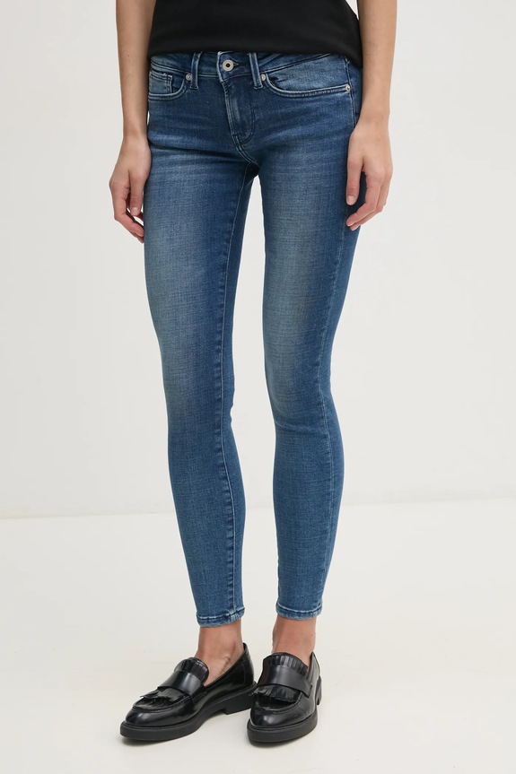 Pepe Jeans jeansy SKINNY JEANS LW SOHO Planet friendly granatowy PL204583ED8