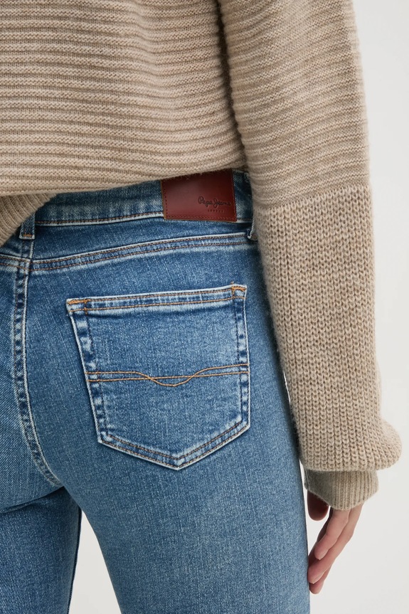 Pepe Jeans jeansy SKINNY JEANS MW REGENT niebieski PL204728IA3
