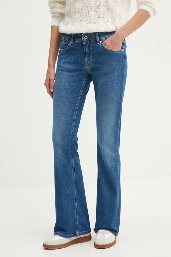 Rifle Pepe Jeans FLARE LW PIMLICO Planet friendly tmavomodrá PL204736IA0