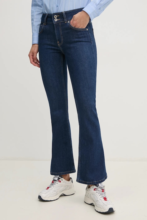 Rifle Pepe Jeans FLARE JEANS MW VENUS Planet friendly tmavomodrá PL204877EE2