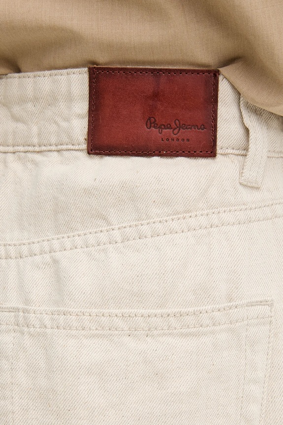 Džínsy s prímesou ľanu Pepe Jeans WIDE LEG JEANS UHW JAIMY béžová PL204740TC9