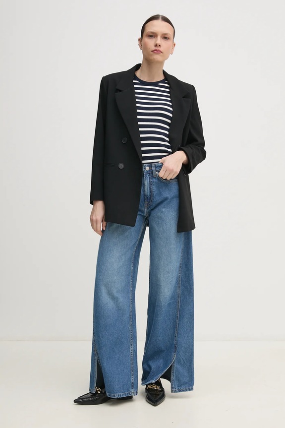 Kavbojke Pepe Jeans WIDE LEG JEANS MW SLIT PL205001 modra SS25