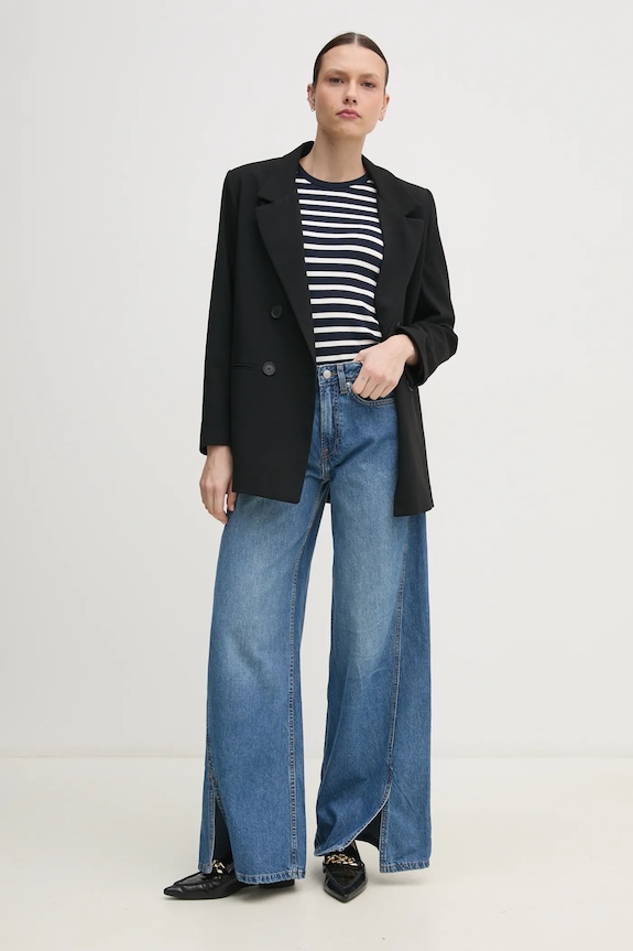 Kavbojke Pepe Jeans WIDE LEG JEANS MW SLIT PL205001 modra SS25