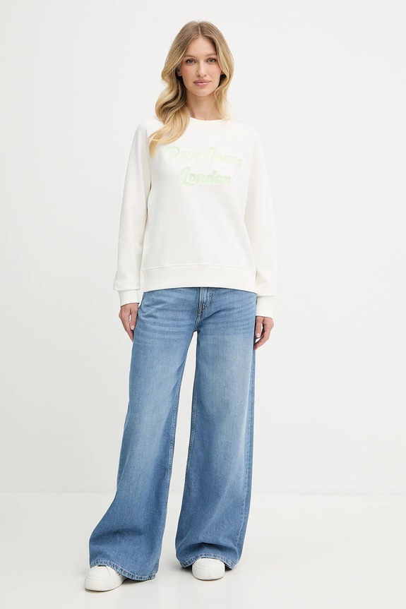 Pepe Jeans blugi WIDE LEG JEANS MW VINTAGE PL205015 albastru SS25
