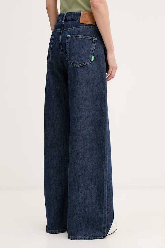 Odjeća United Colors of Benetton wide leg traperice za žene 43UNDE02B mornarsko plava