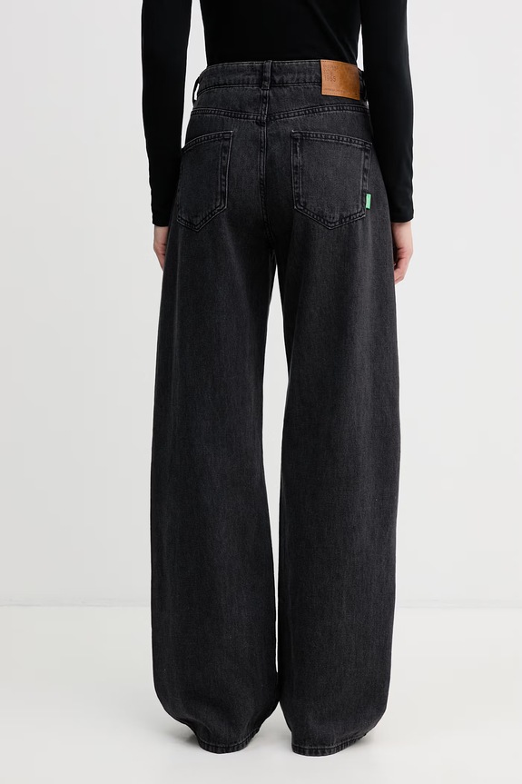 Odjeća United Colors of Benetton wide leg traperice za žene 43UNDE02B crna