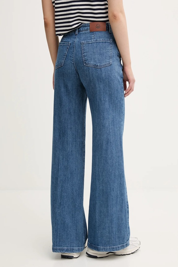 Odzież United Colors of Benetton jeansy wide leg damskie 4TUT574X5 niebieski