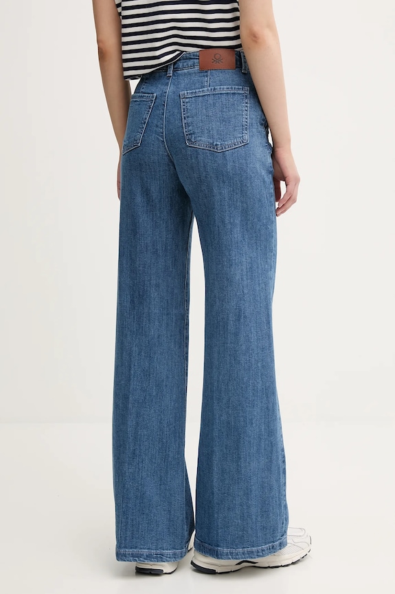 Odzież United Colors of Benetton jeansy wide leg damskie 4TUT574X5 niebieski