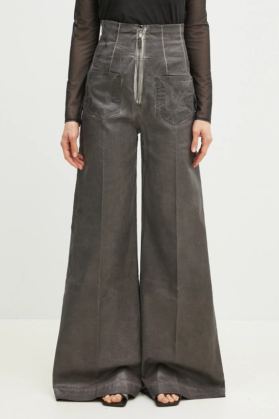 Rick Owens DRKSHDW spodnie Dirt Cooper high szary DS01E3303.SCF