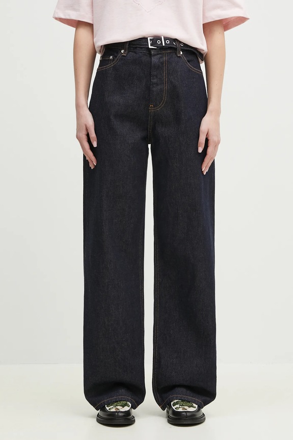 GANNI jeansy Rinse Denim Izey Belt high granatowy J1624