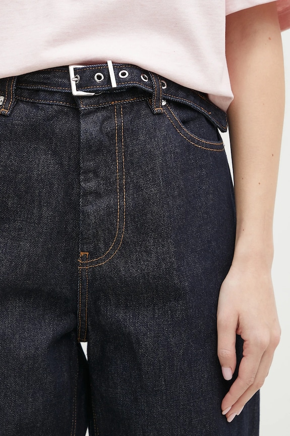 GANNI jeansy Rinse Denim Izey Belt granatowy J1624